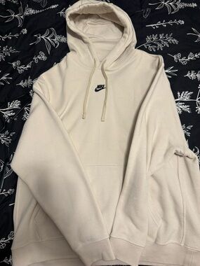 Nike Cream Crewneck Hoodie with Small Black Swoosh